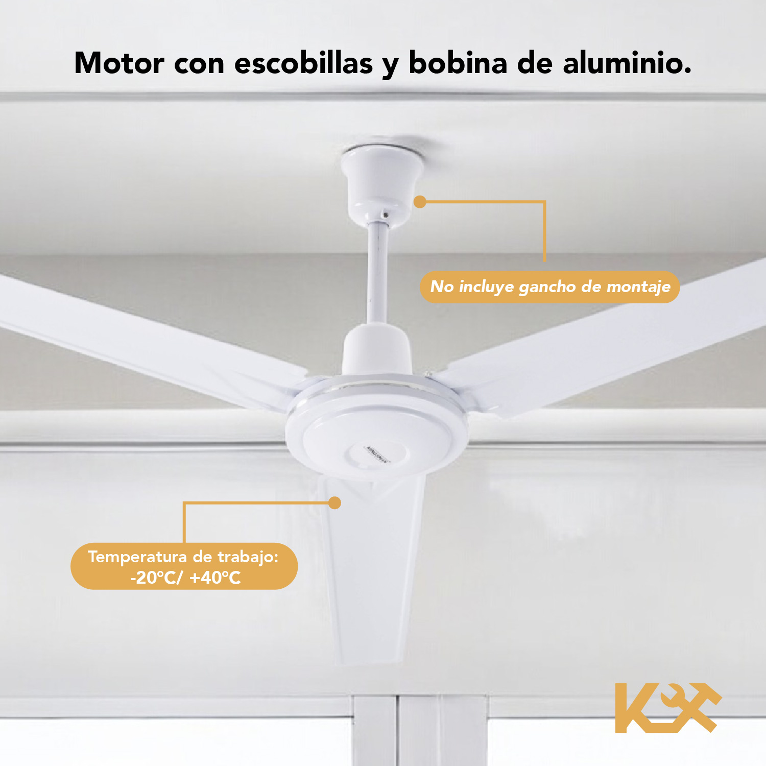 Foto 5 pulgar | Ventilador de Techo Kingsman 56'' Diámetro 3 Aspas 127v 65w