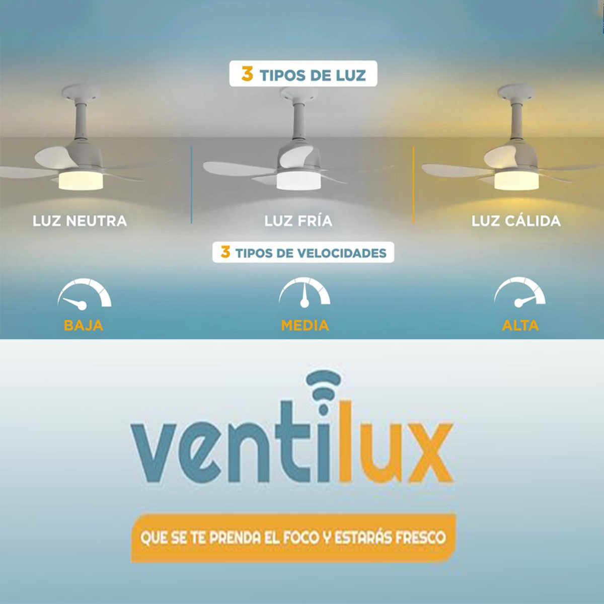 Foto 4 pulgar | Ventilador Lámpara de Techo 3 Velocidades Ventilux con Control Remoto Blanco