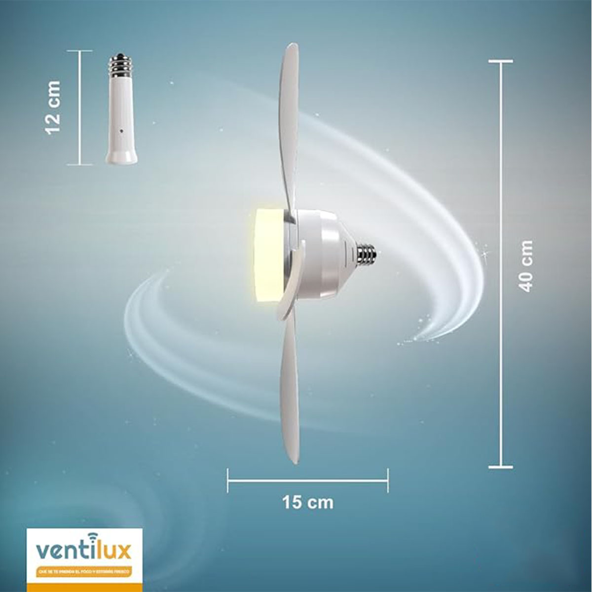 Foto 5 pulgar | Ventilador Lámpara de Techo 3 Velocidades Ventilux con Control Remoto Blanco