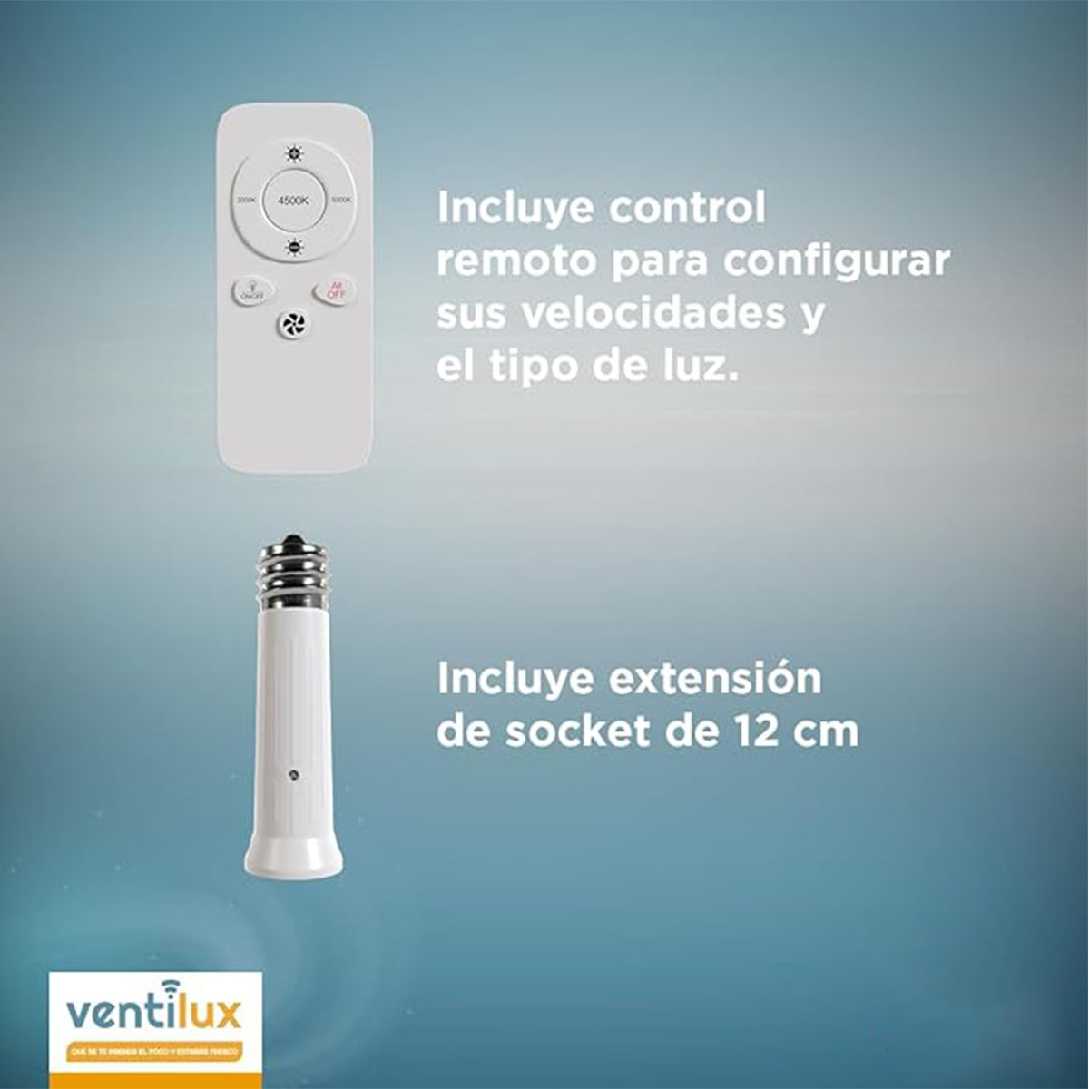 Foto 6 pulgar | Ventilador Lámpara de Techo 3 Velocidades Ventilux con Control Remoto Blanco