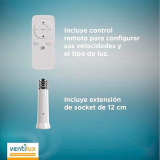 Foto 5 | Ventilador Lámpara de Techo 3 Velocidades Ventilux con Control Remoto Blanco