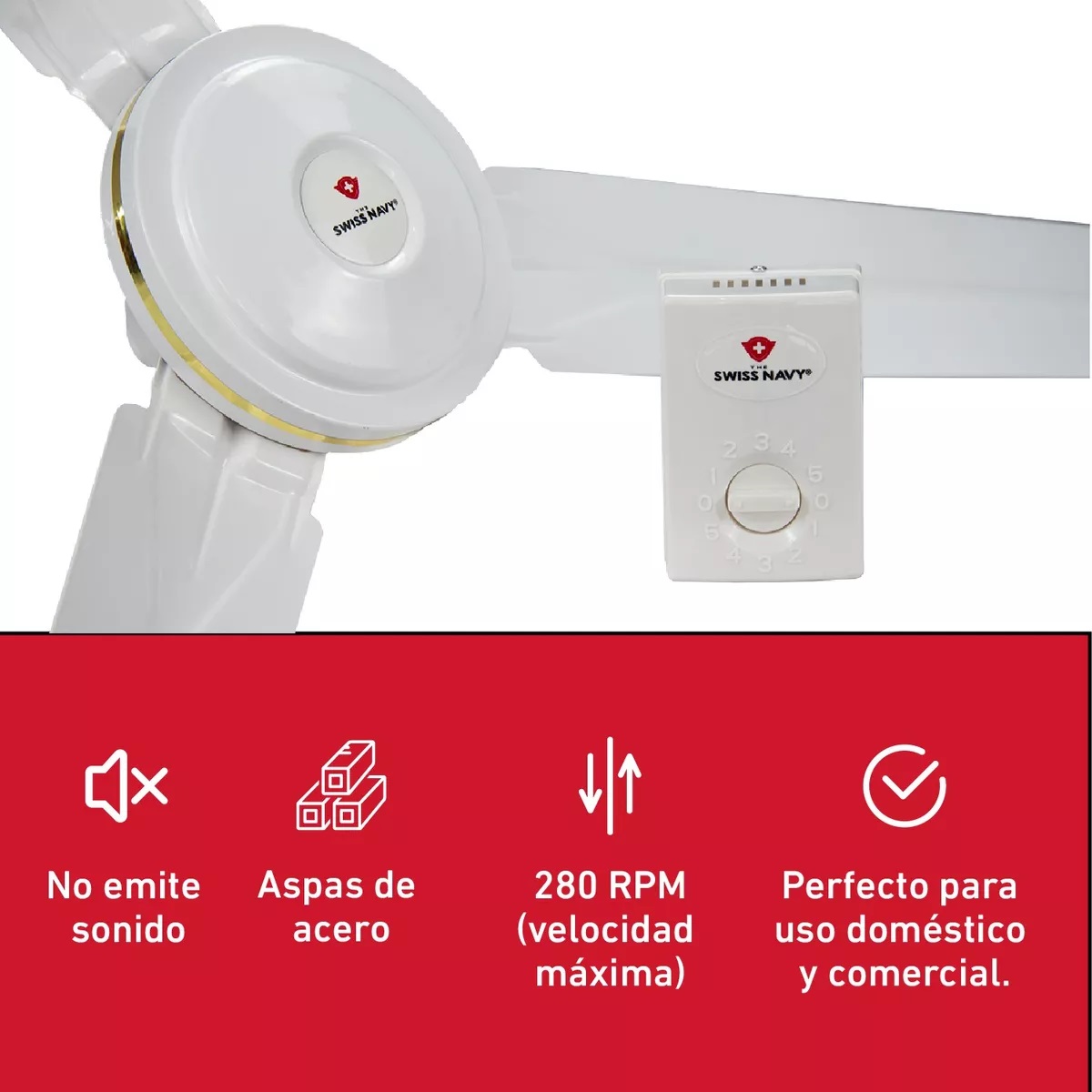 Foto 4 pulgar | Ventilador de Techo de 56 Pulgadas con 3 Aspas Metálicas y 5 Velocidades