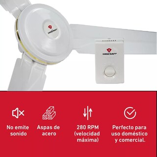 Foto 3 | Ventilador de Techo de 56 Pulgadas con 3 Aspas Metálicas y 5 Velocidades