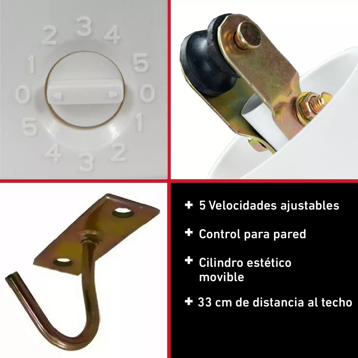 Foto 5 pulgar | Ventilador de Techo de 56 Pulgadas con 3 Aspas Metálicas y 5 Velocidades