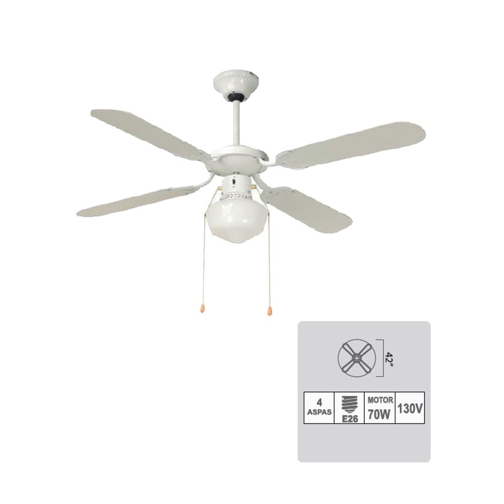 Foto 4 pulgar | Ventilador de Techo 42'' Base E26 Silencioso 3 Velocidades 24 Watts Blanco