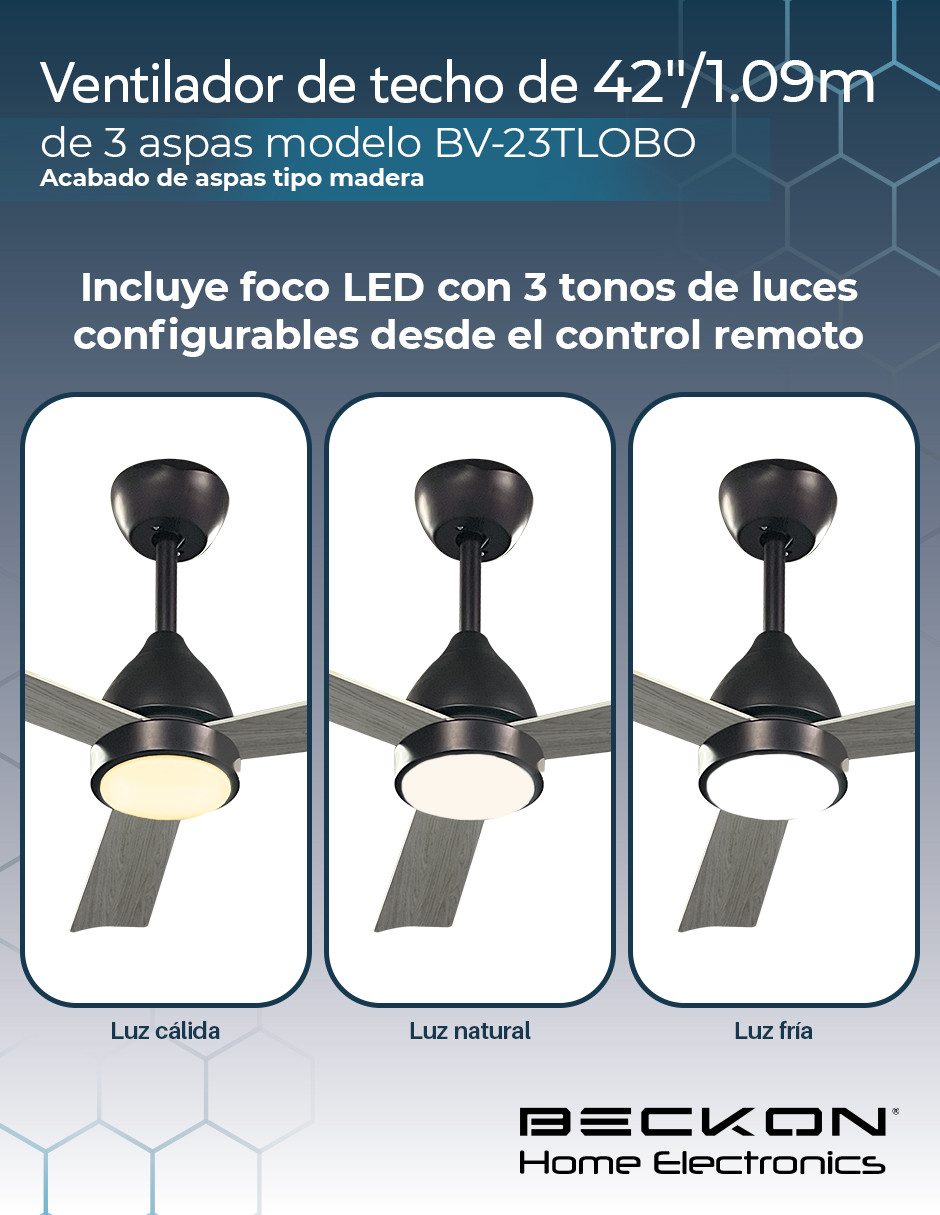 Foto 4 pulgar | Ventilador de Techo 1.09 6 Velocidades 3 Aspas