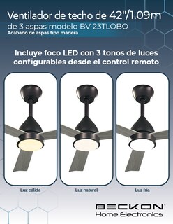 Foto 3 | Ventilador de Techo 1.09 6 Velocidades 3 Aspas