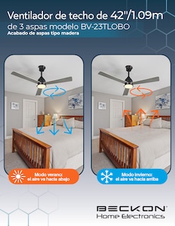 Foto 4 | Ventilador de Techo 1.09 6 Velocidades 3 Aspas