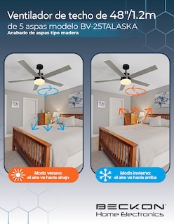 Foto 4 | Ventilador de Techo Moderno 1.2m 6 Velocidades 5 Aspas