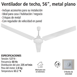 Foto 4 | Ventilador De Techo, 56'',iusa 67w, 5 Velocidades