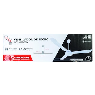 Foto 3 | Ventilador De Techo 56'' Iusa 64w 5 Velocidades