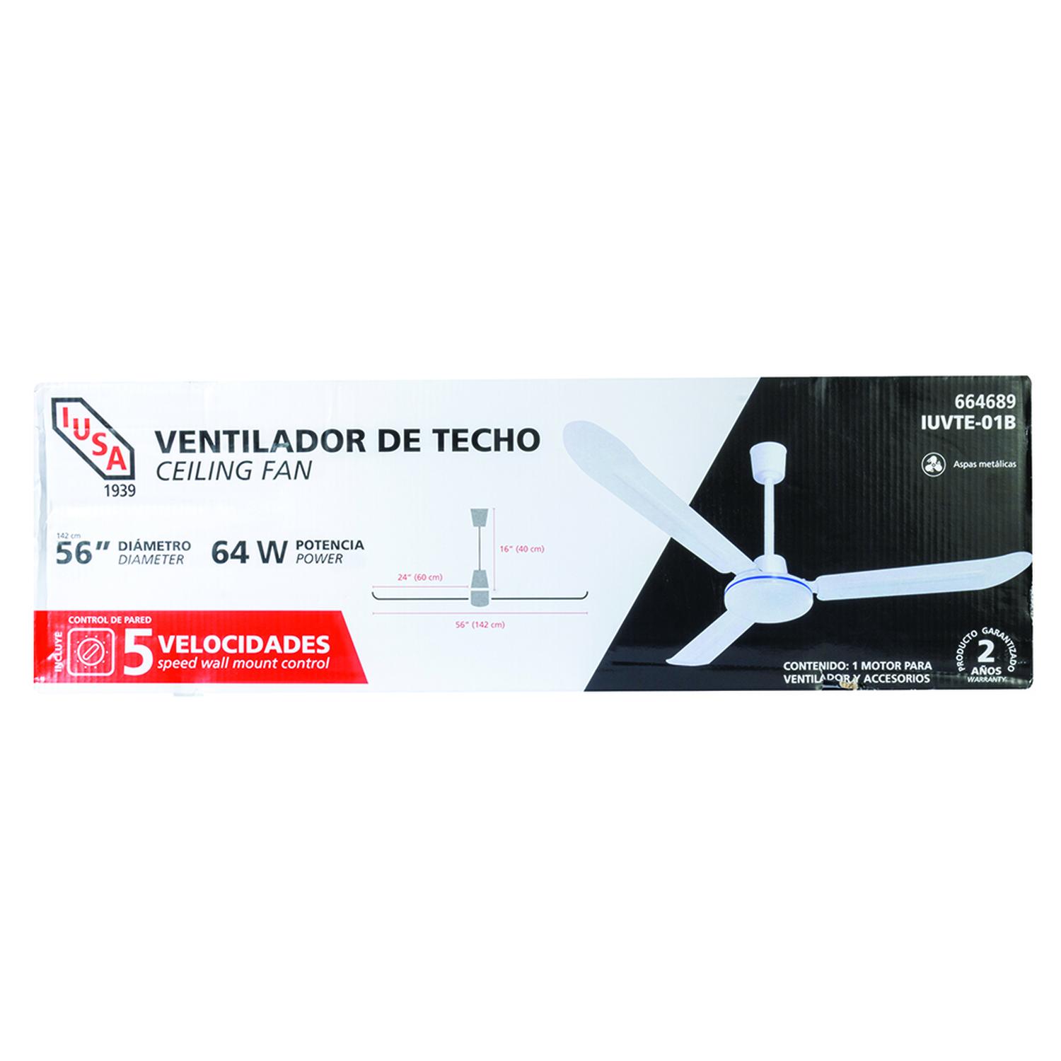 Foto 8 pulgar | Ventilador De Techo 56'' Iusa 64w 5 Velocidades