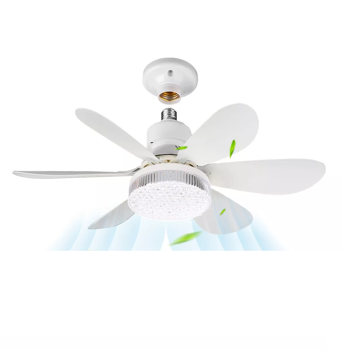 Lampara Ventilador de Techo Led Pantalla de Cristal Control Remoto Eo Safe Imports Blanco