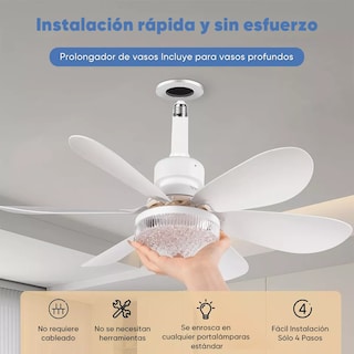 Foto 3 | Lampara Ventilador de Techo Led Pantalla de Cristal Control Remoto Eo Safe Imports Blanco