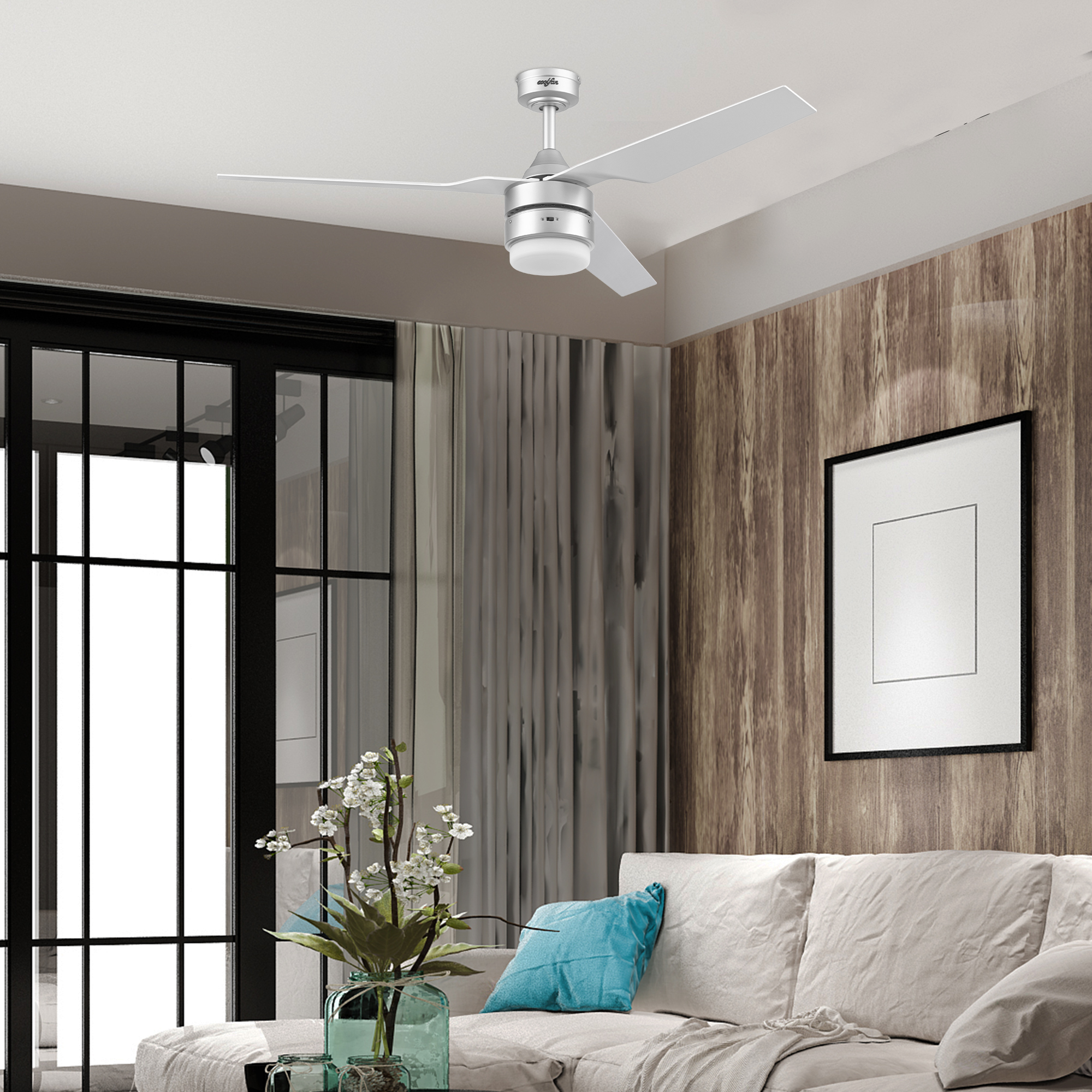 Foto 7 pulgar | Coolfan Ventilador De Techo De 52 Pulgadas Con Luz Led Y 3 Aspas Plásticas Con Control Remoto Para Interior Y Exterior