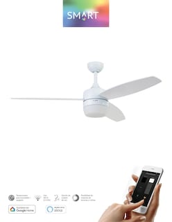 Foto 6 | Coolfan Ventilador De Techo Smart De 52 Pulgadas Con Luz Led Y 3 Aspas Reversibles Con Control De Cadena