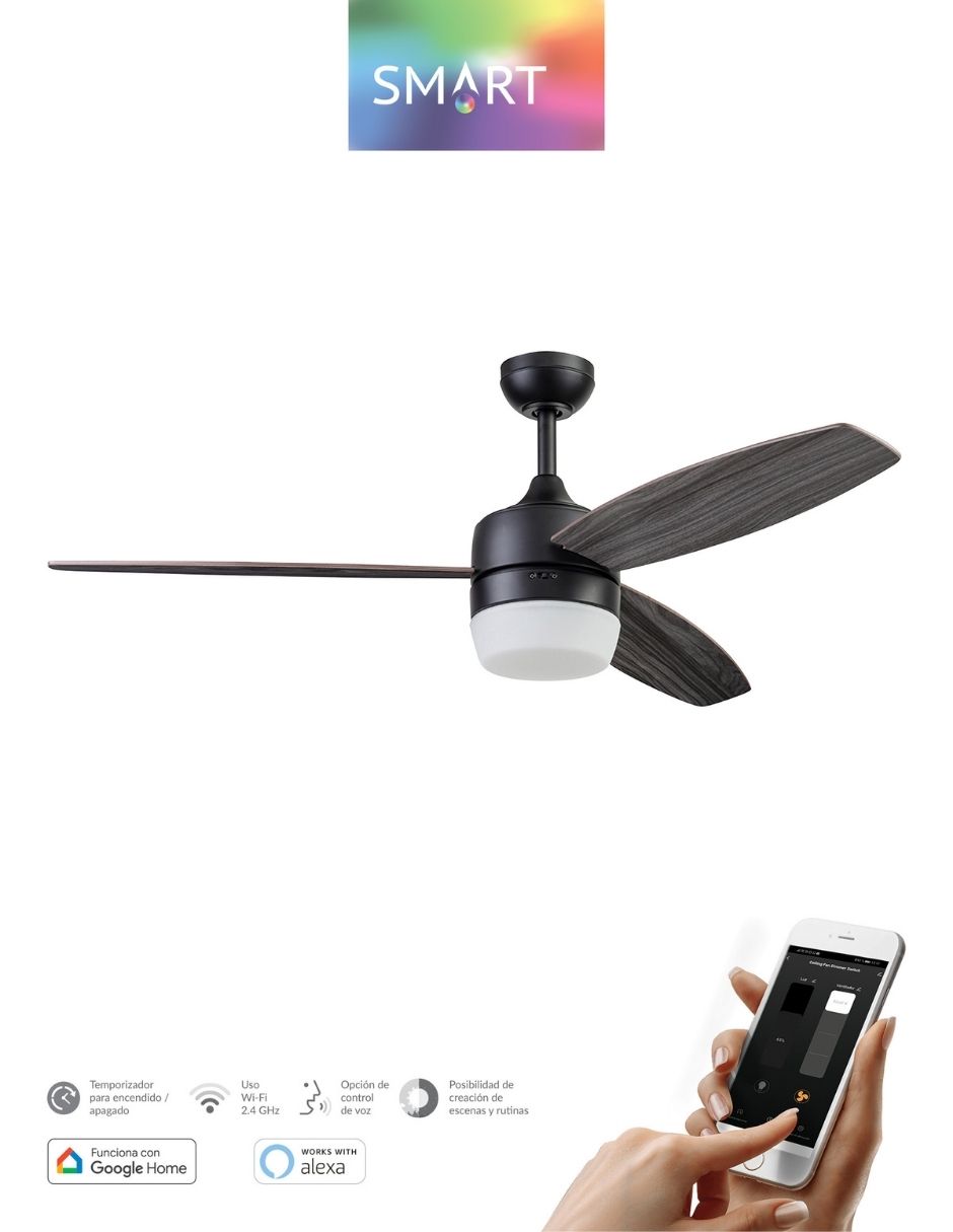 Foto 7 pulgar | Coolfan Ventilador De Techo Smart De 52 Pulgadas Con Luz Led Y 3 Aspas Reversibles Con Control De Cadena