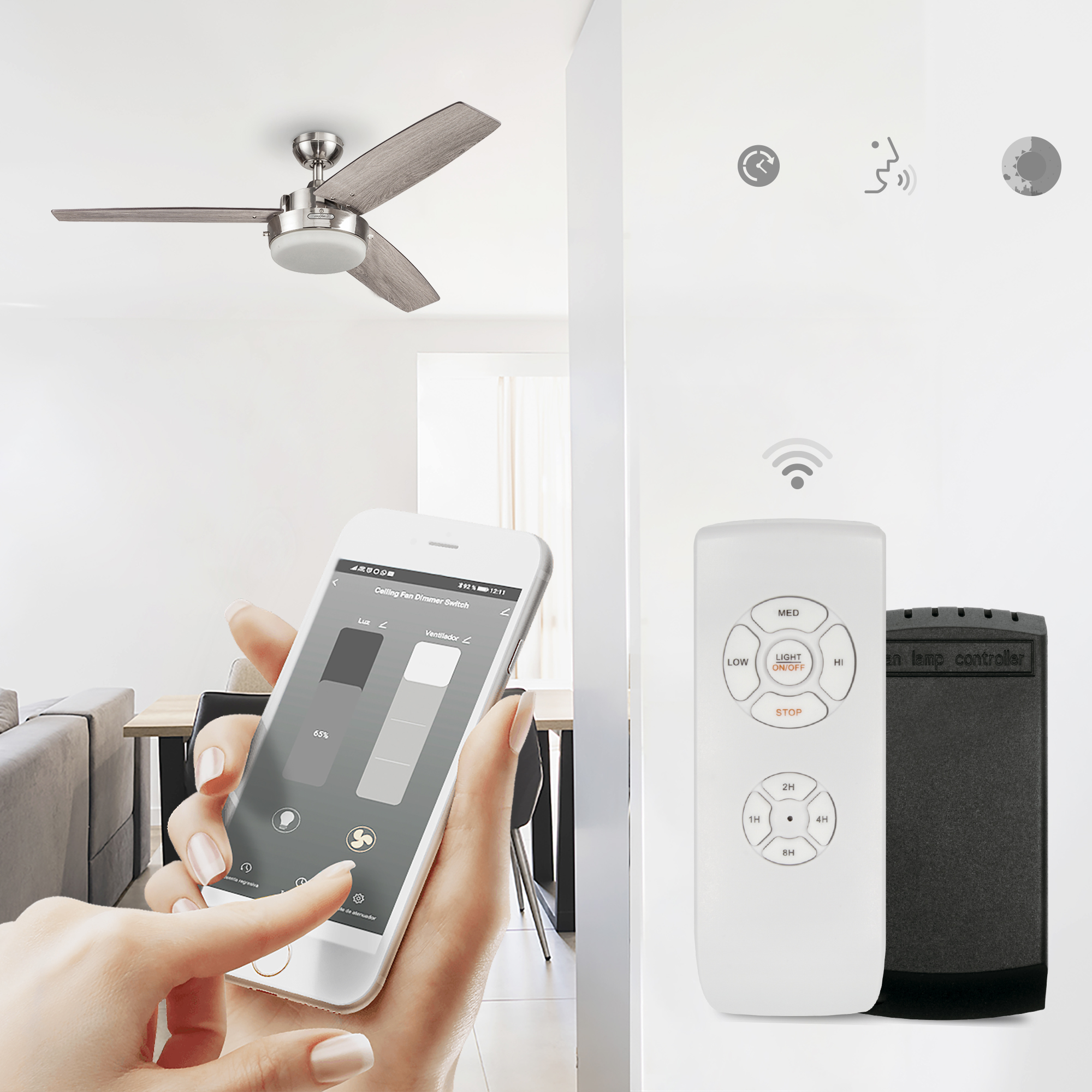 Foto 8 pulgar | Ventilador de Techo Coolfan 52" con 3 Aspas Reversibles Smart