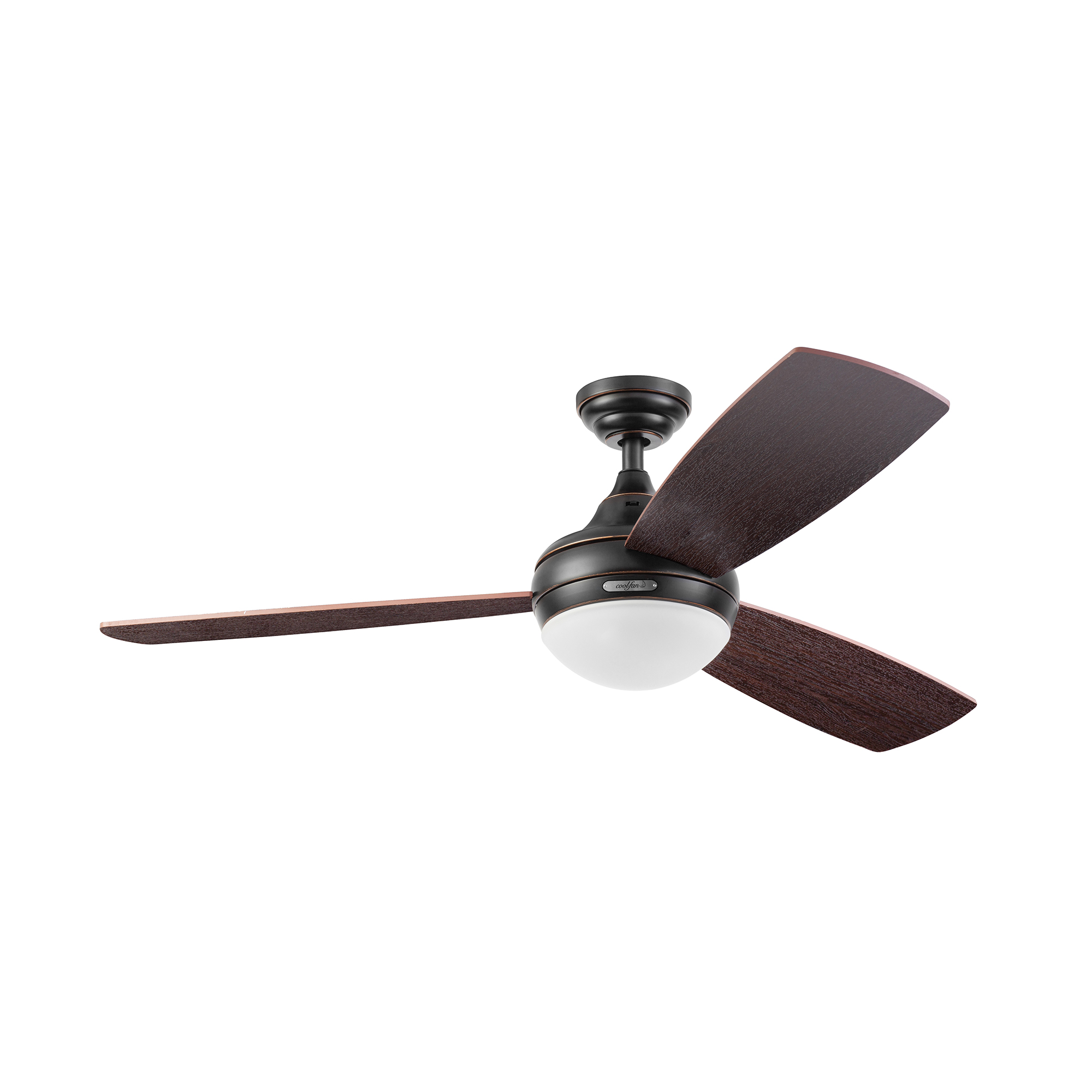 Ventilador de Techo Coolfan de 52" con Luz 3 Aspas Reversibles de Madera con Control de Pared