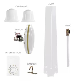 Foto 4 | Ventilador De Techo Recto 3 Aspas 5 Velocidadesb Blanco
