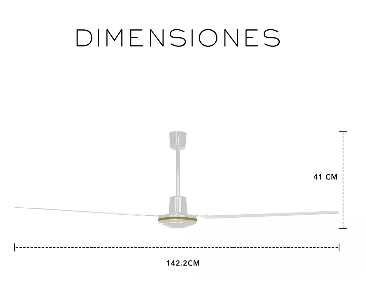 Foto 6 pulgar | Ventilador De Techo Recto 3 Aspas 5 Velocidadesb Blanco