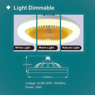 Foto 7 | Lámpara Led Con Ventilador Ajustable De Tres Colores Con Control Remoto 30w
