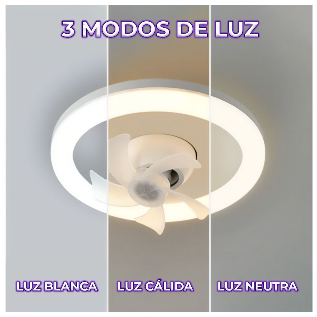 Foto 3 pulgar | Ventilador Oscilante  de Techo Con Luz Led Tres Tonos Y Control Remoto Elegate