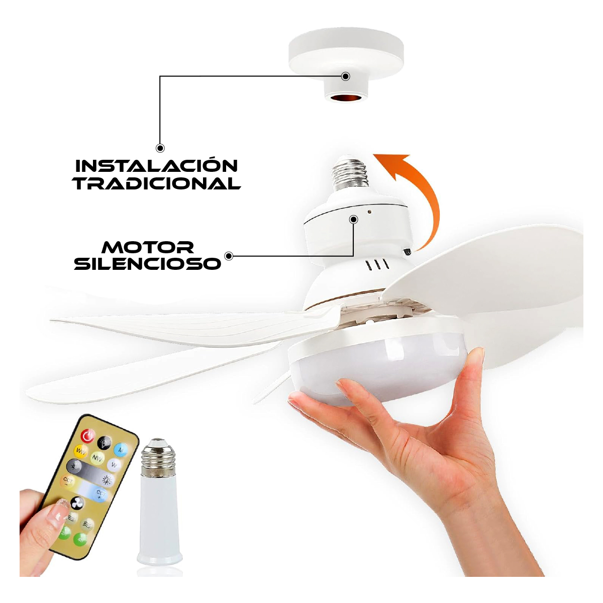 Foto 3 | Foco Lámpara Ventilador 6 Aspas 30w con Control Remoto