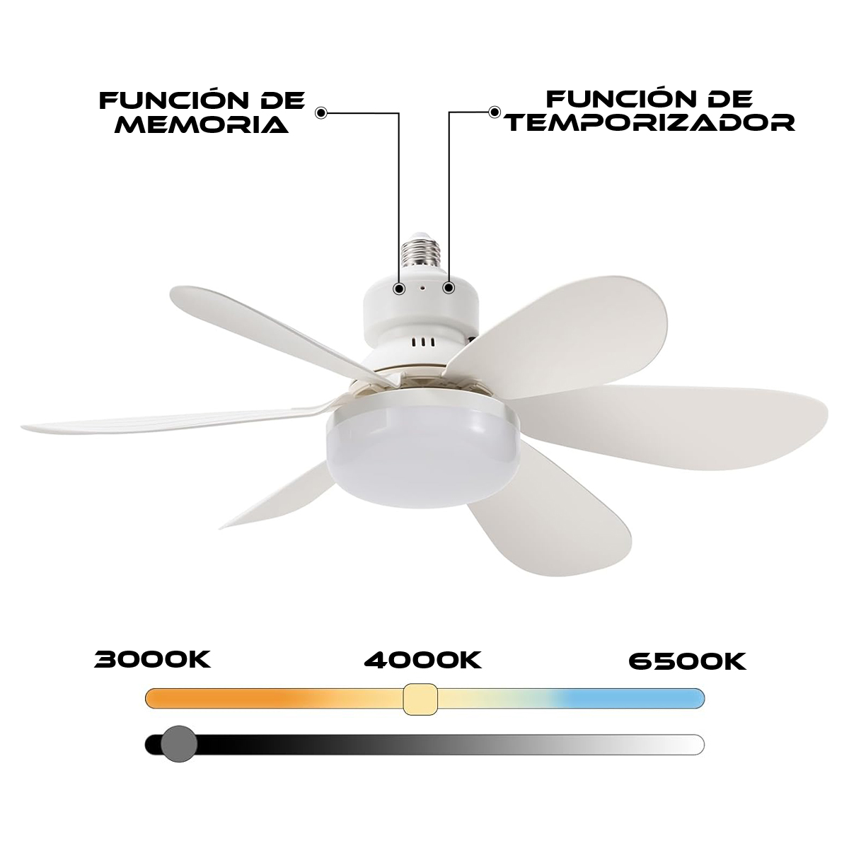 Foto 4 | Foco Lámpara Ventilador 6 Aspas 30w con Control Remoto