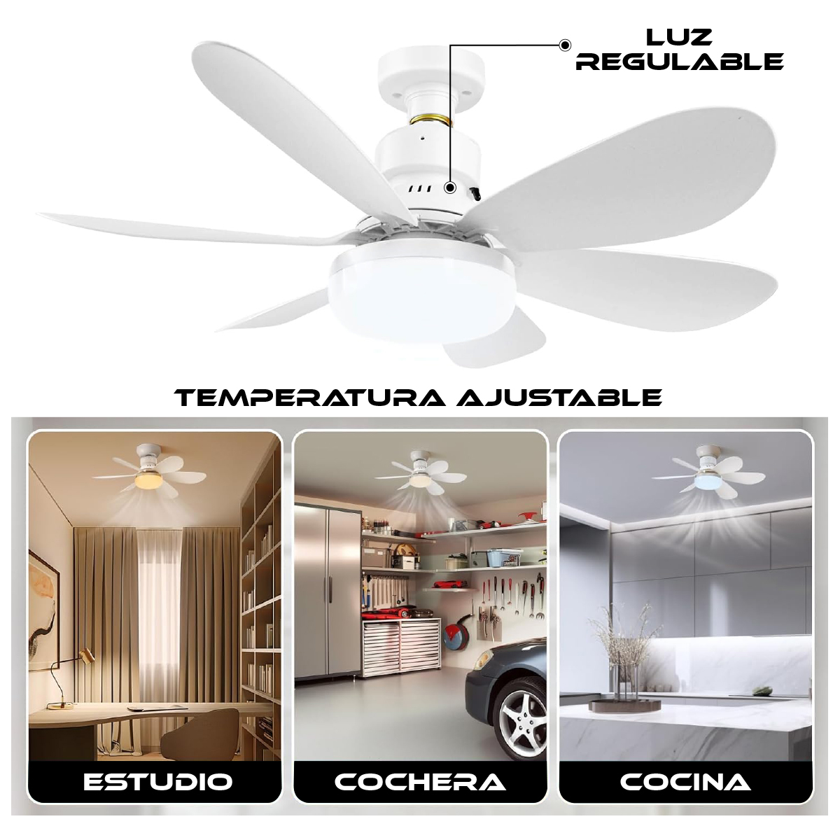 Foto 6 pulgar | Foco Lámpara Ventilador 6 Aspas 30w con Control Remoto