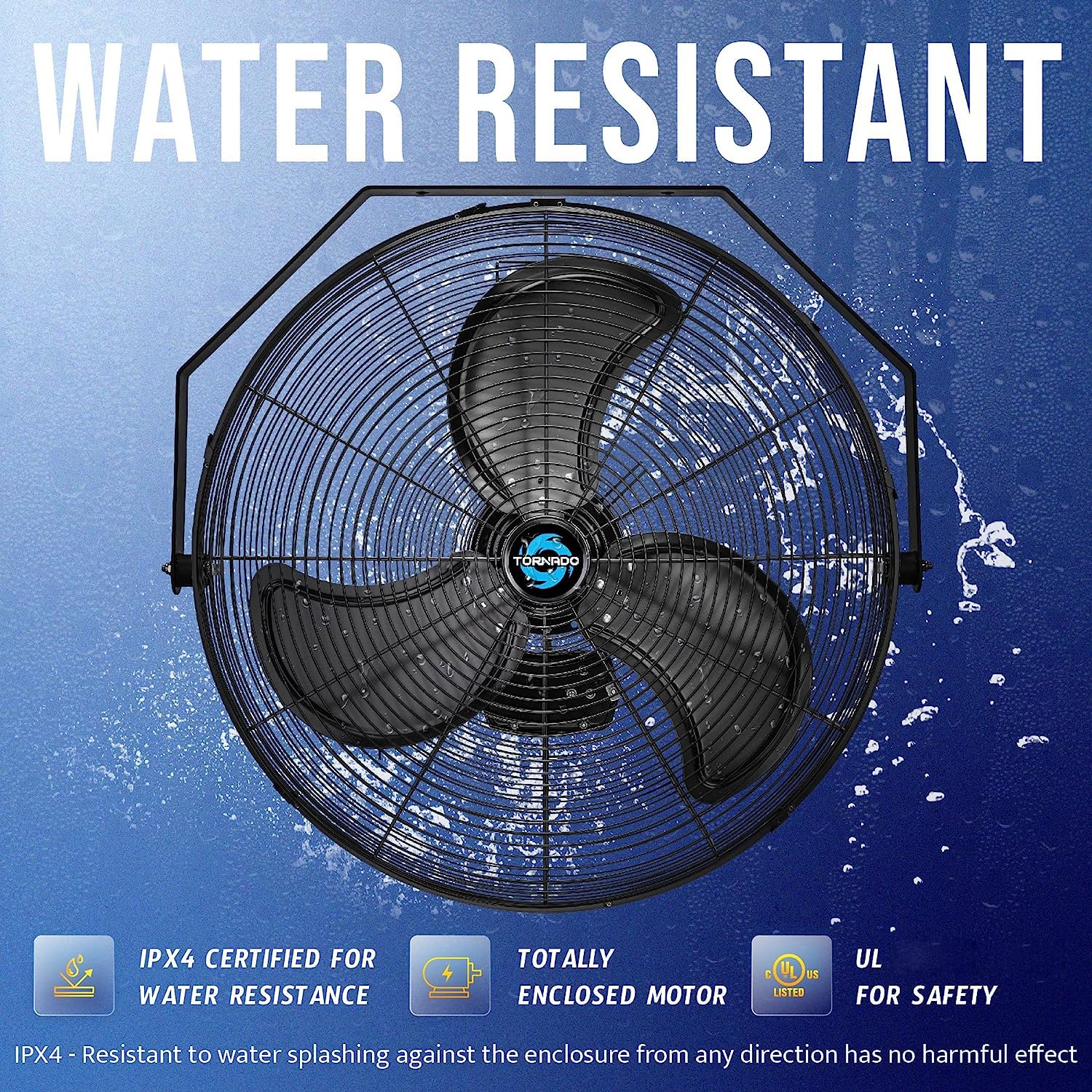 Foto 4 | Ventilador De Pared Tornado De 18 Pulgadas Para Exteriores Ipx4 Resistente Al Agua - Venta Internacional.
