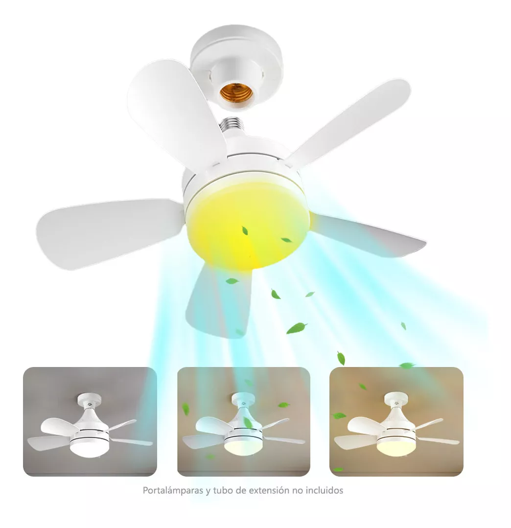 Foto 2 pulgar | Ventilador De Techo Con Lámpara Luz Led Ajustables Control Remoto Blanco