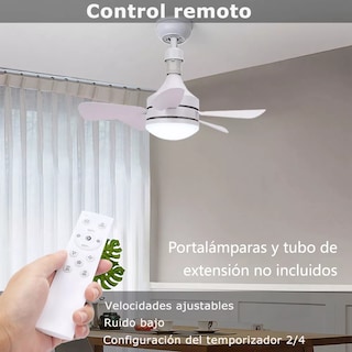 Foto 4 | Ventilador De Techo Con Lámpara Luz Led Ajustables Control Remoto Blanco