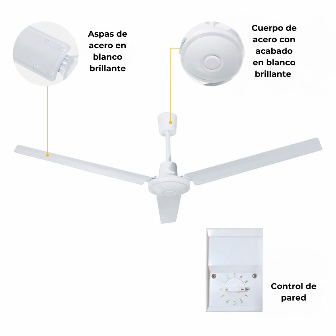 Foto 5 pulgar | Ventilador De Techo 56 Pulgadas, 3 Aspas, 5 Velocidades