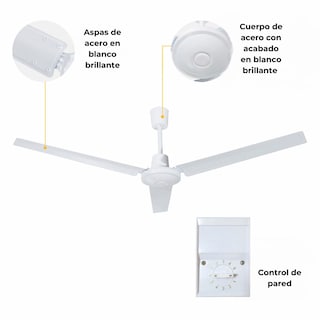 Foto 4 | Ventilador De Techo 56 Pulgadas, 3 Aspas, 5 Velocidades