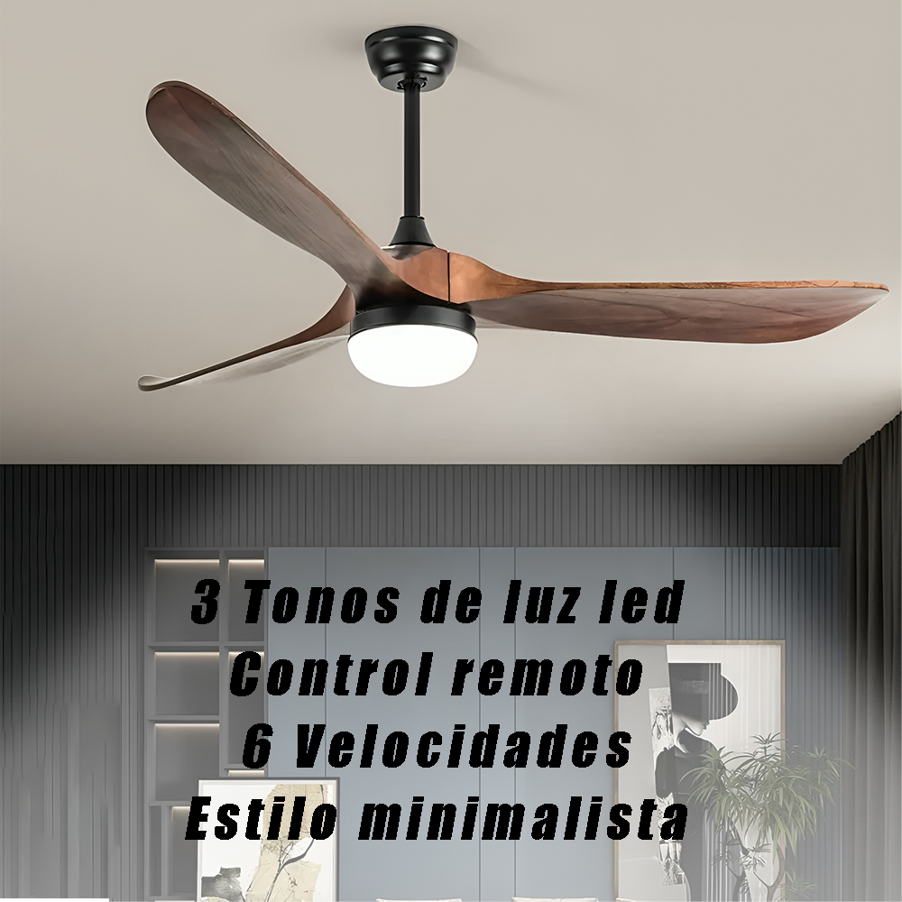 Foto 7 pulgar | Ventilador De Techo 3 Aspas Imitación Madera, 3 Luces Y 5 Velocidades – Diseño Elegante Y Funcional