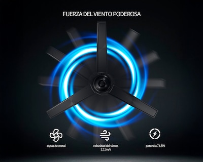 Foto 6 | Ventilador De Techo 56'' Kit 3 Piezas Basitex Color Negro