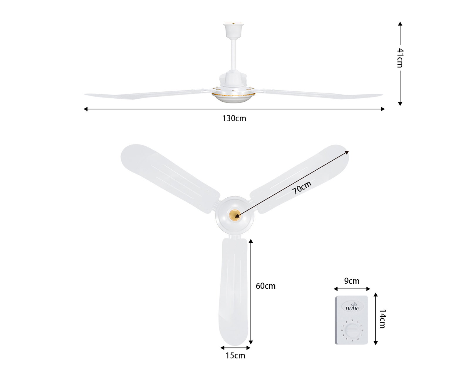 Foto 4 pulgar | Ventilador De Techo 56'' Kit 3 Piezas Basitex Color Blanco