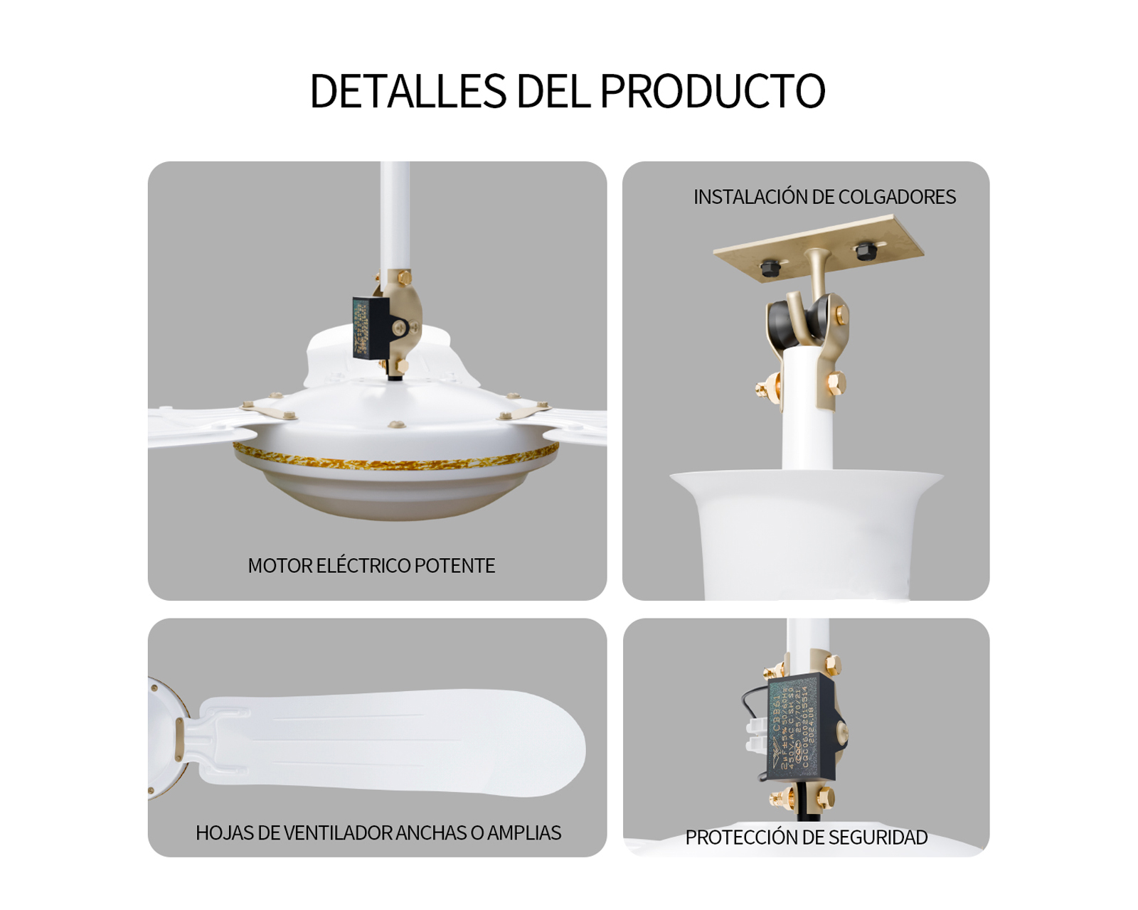 Foto 7 pulgar | Ventilador De Techo 56'' Kit 3 Piezas Basitex Color Blanco