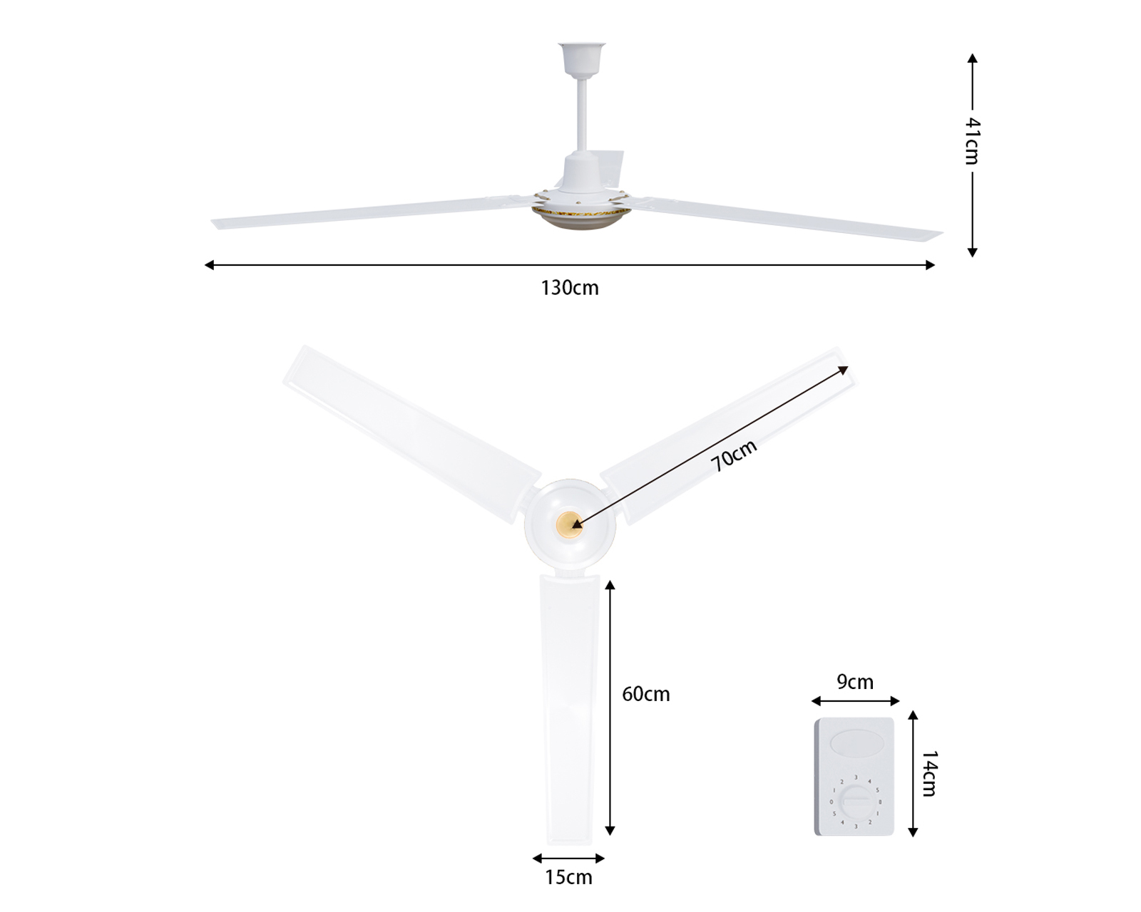 Foto 4 pulgar | Ventilador De Techo 56'' Kit 3 Piezas Basitex Color Blanco