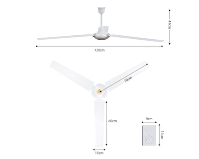 Foto 3 | Ventilador De Techo 56'' Kit 3 Piezas Basitex Color Blanco