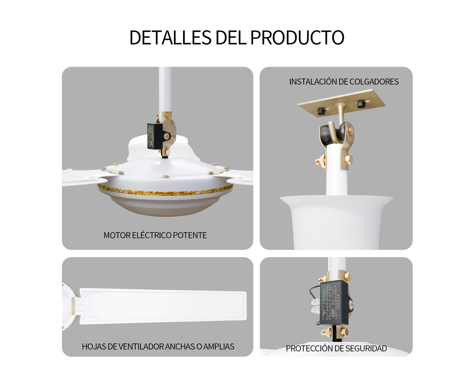 Foto 7 pulgar | Ventilador De Techo 56'' Kit 3 Piezas Basitex Color Blanco