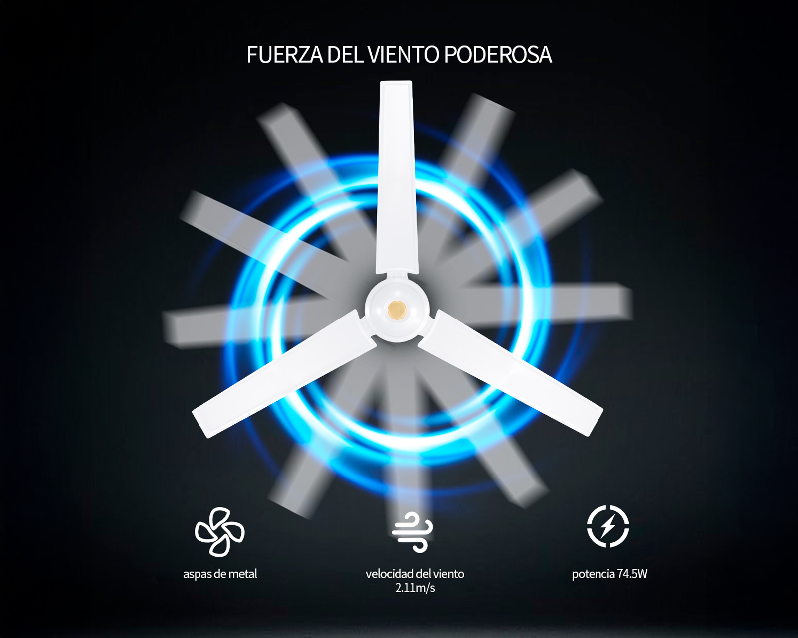Foto 8 pulgar | Ventilador De Techo 56'' Kit 3 Piezas Basitex Color Blanco