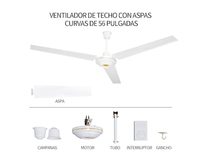 Foto 4 | Ventilador De Techo 56'' Basitex Color Blanco