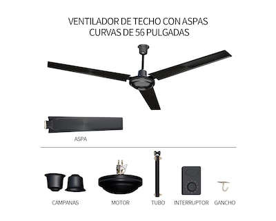 Foto 4 | Ventilador De Techo 56'' Basitex Color Negro