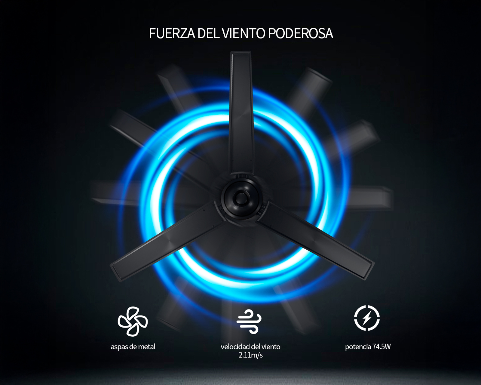 Foto 7 pulgar | Ventilador De Techo 56'' Basitex Color Negro