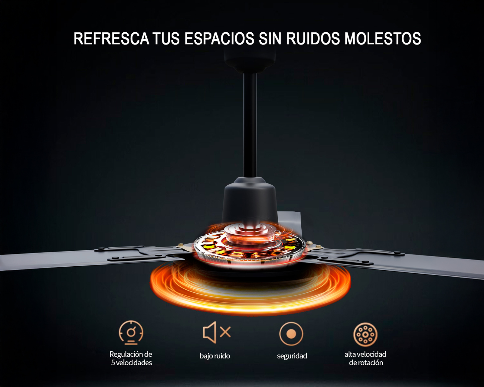 Foto 9 pulgar | Ventilador De Techo 56'' Basitex Color Negro