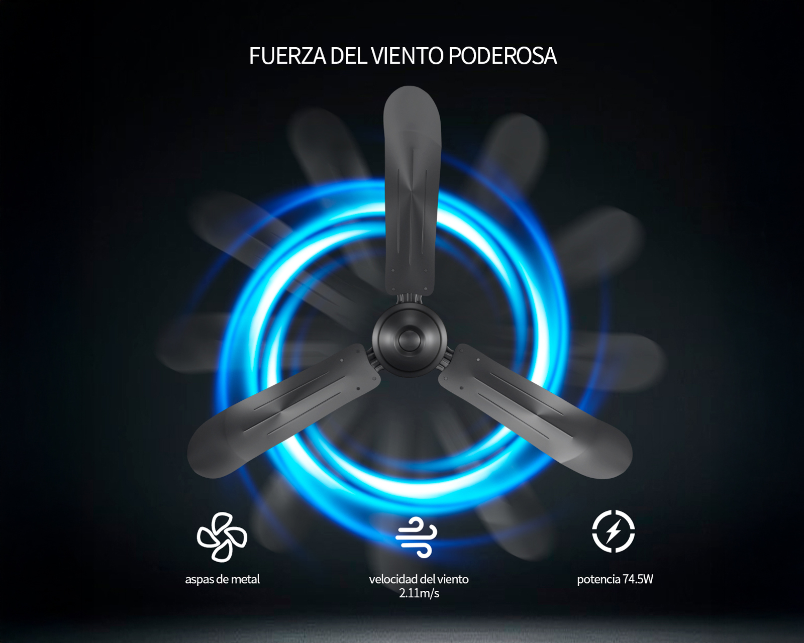 Foto 8 pulgar | Ventilador De Techo 56'' Kit 3 Piezas Basitex Color Negro