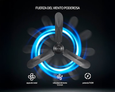 Foto 7 | Ventilador De Techo 56'' Kit 3 Piezas Basitex Color Negro