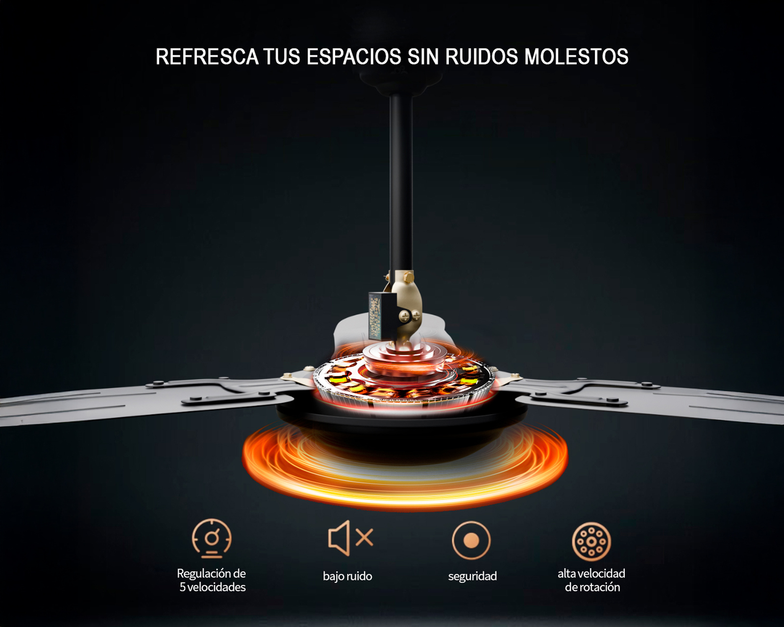 Foto 8 | Ventilador De Techo 56'' Kit 3 Piezas Basitex Color Negro